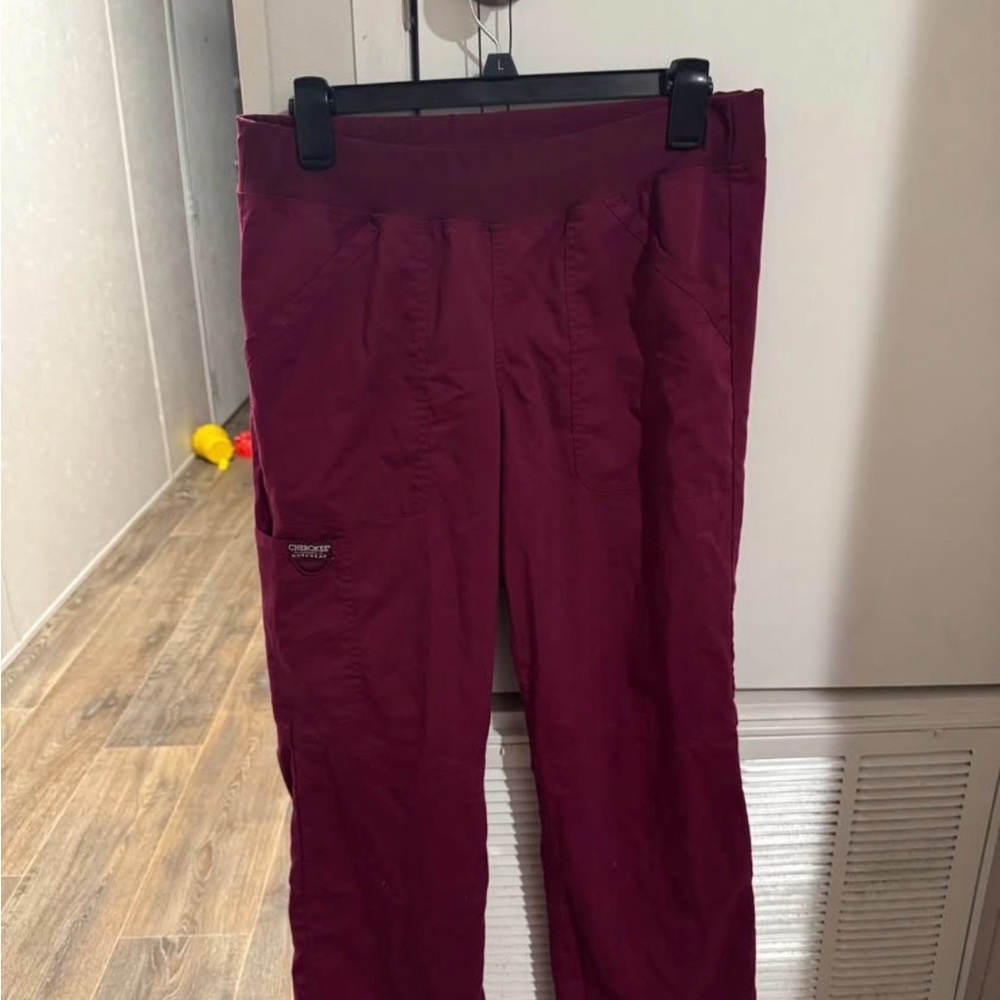 Small petite maroon Cherokee scrub pants